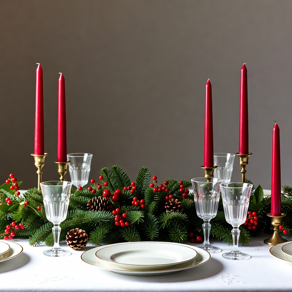 Christmas Table with Red Candles Christmas Table with Red Candles