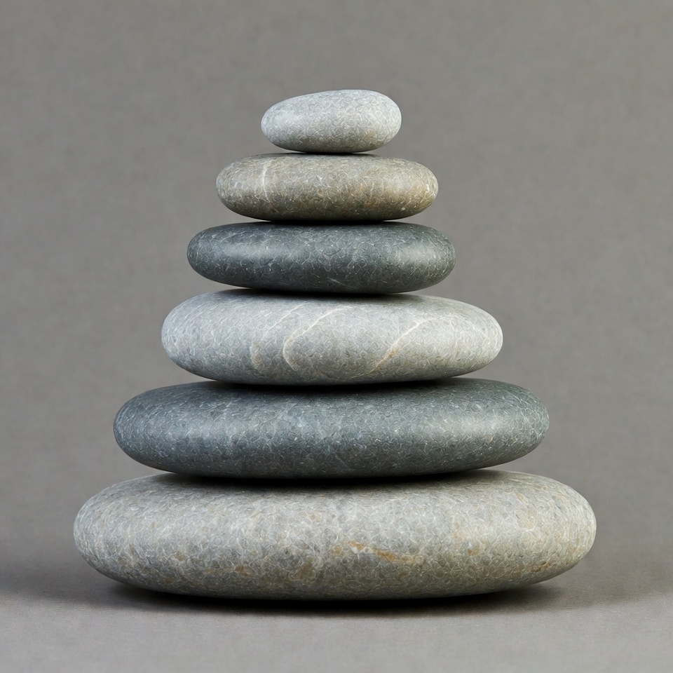 Stacked Pebbles on Gray Background Stacked Pebbles on Gray Background