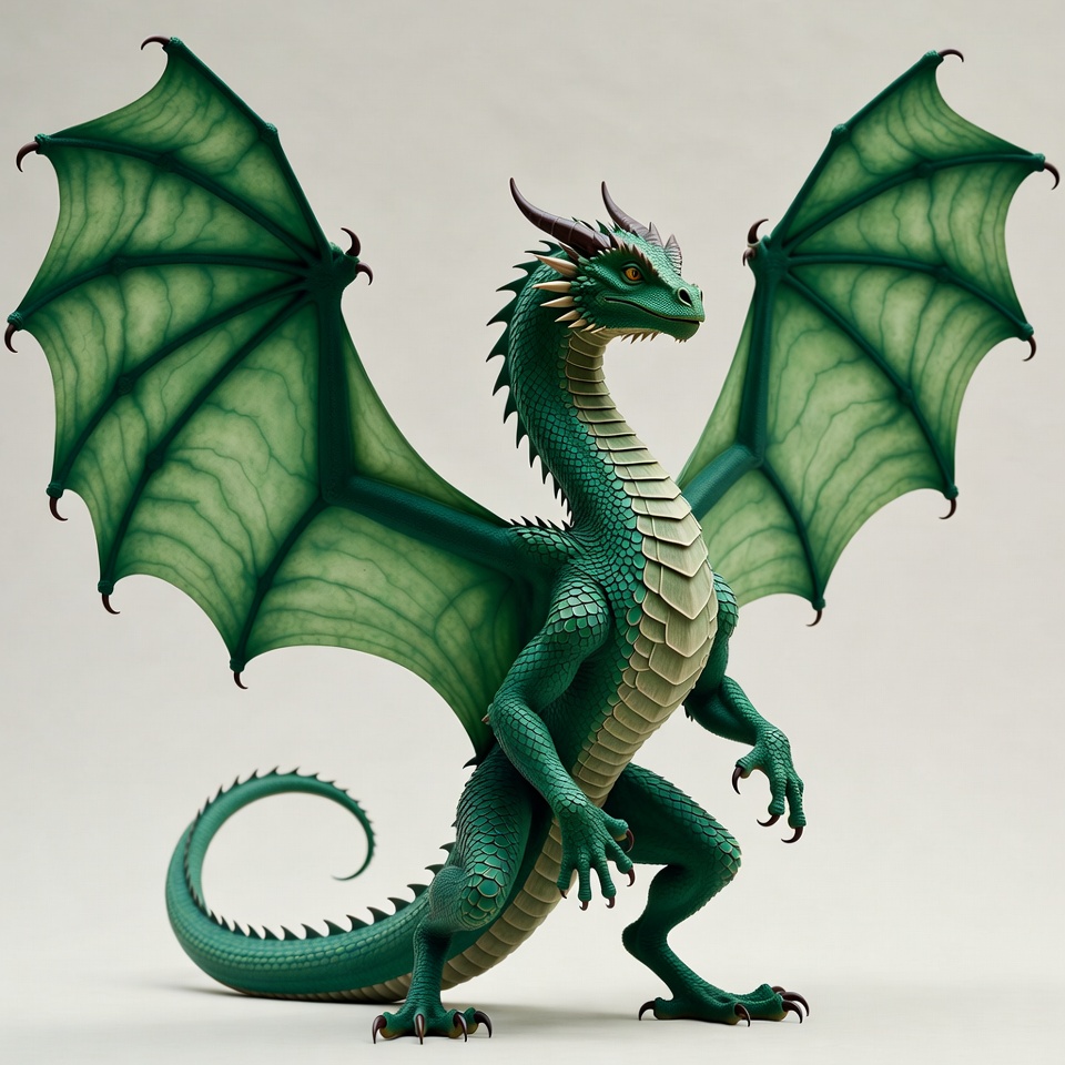 Green Dragon with Spread Wings Green Dragon with Spread Wings