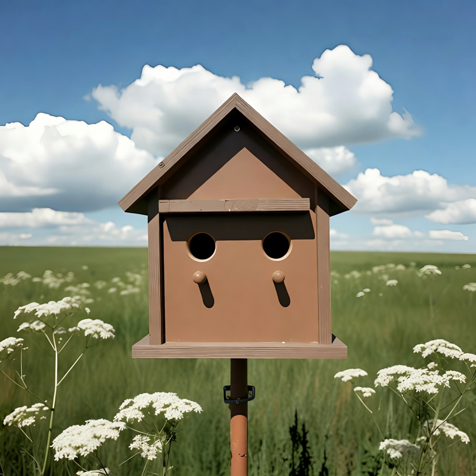 Birdhouse in grassy field Birdhouse in grassy field