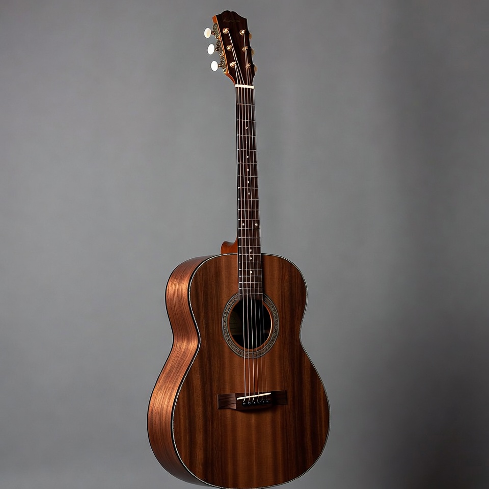 Classical Acoustic Guitar on Gray Background Classical Acoustic Guitar on Gray Background