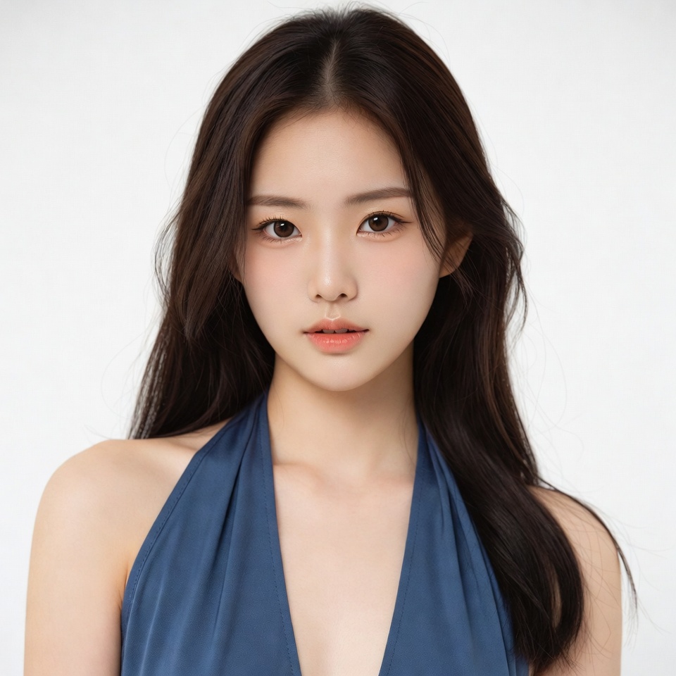 Asian woman in blue halter top Asian woman in blue halter top