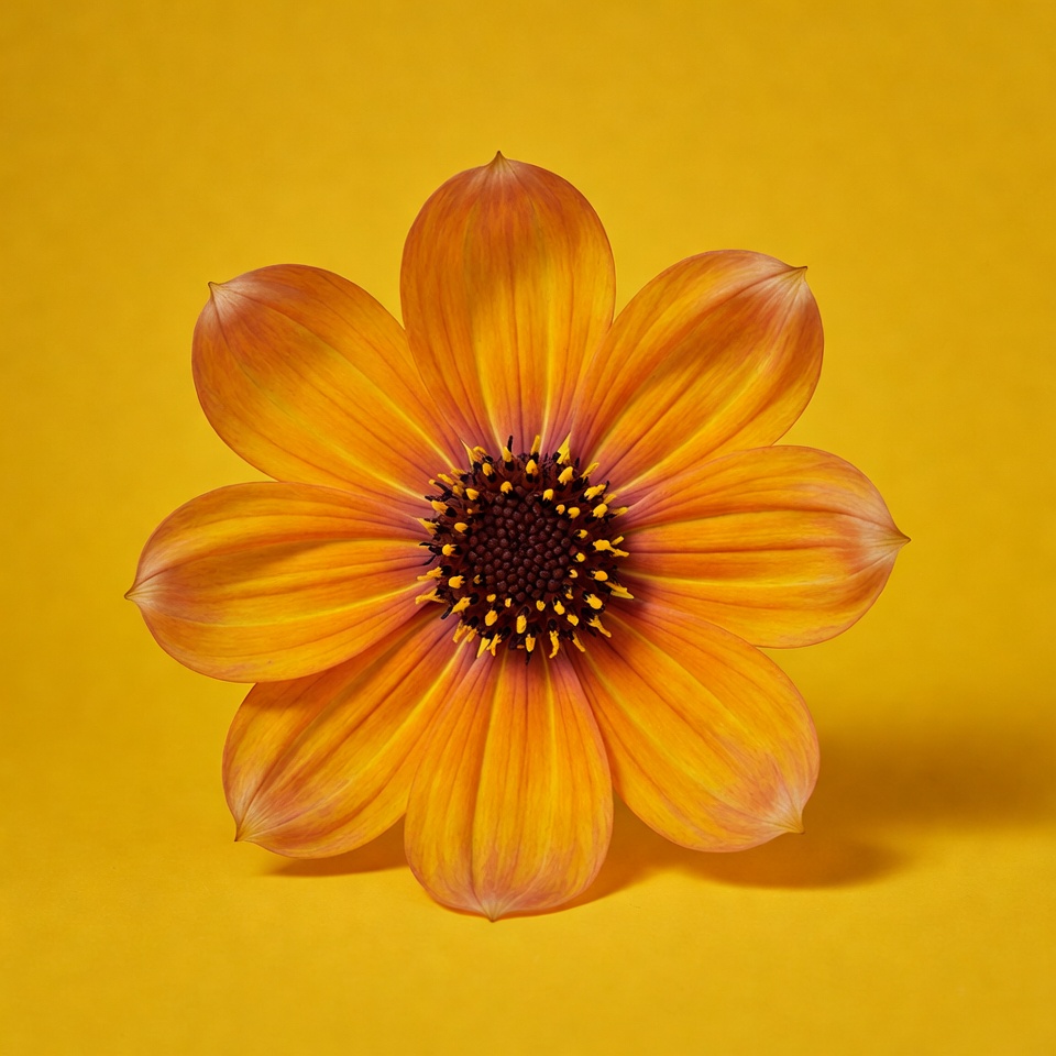 Orange Daisy Flower on Yellow Background Orange Daisy Flower on Yellow Background