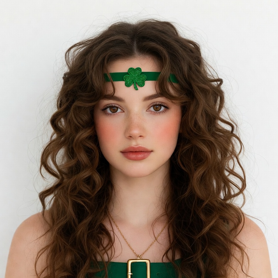 Woman with shamrock headband Woman with shamrock headband