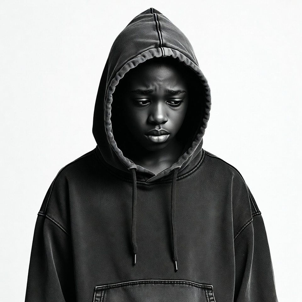 Sad Black boy in hoodie Sad Black boy in hoodie