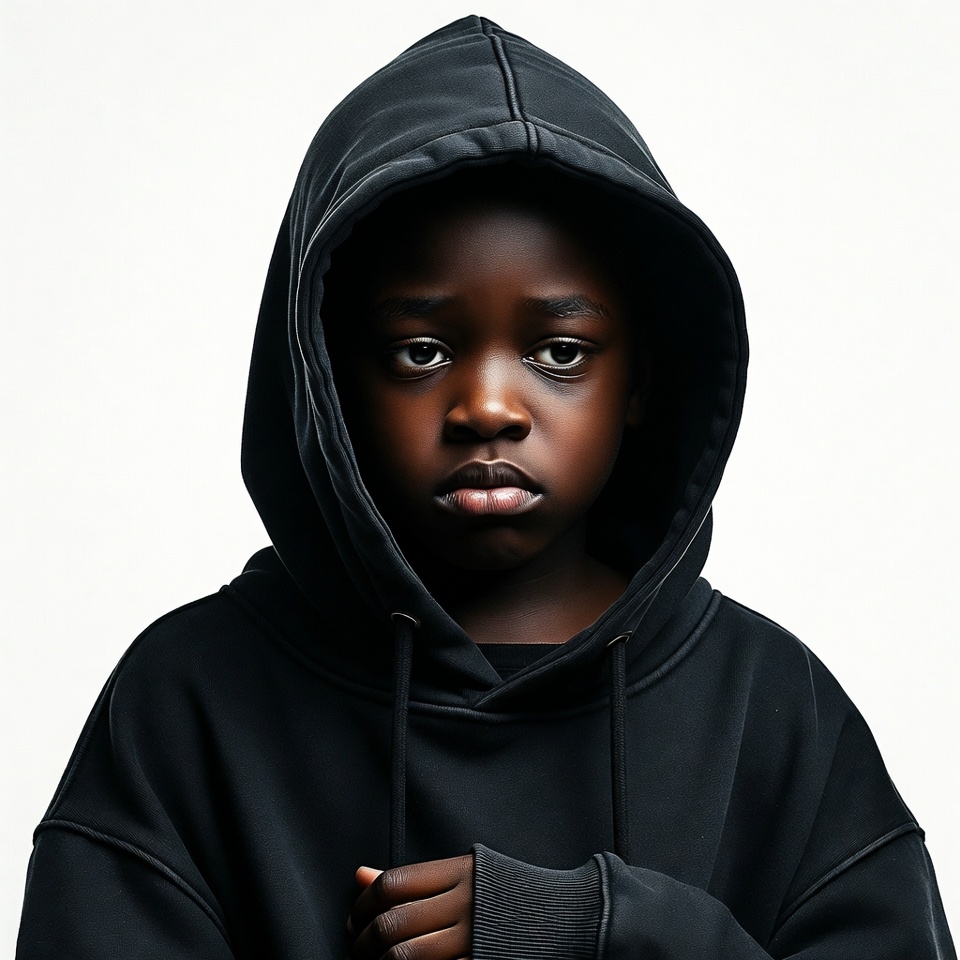 African boy in black hoodie African boy in black hoodie
