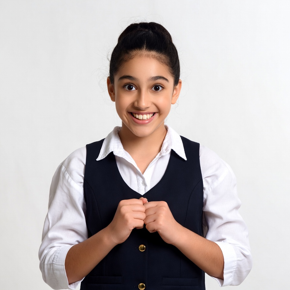 Smiling girl in school uniform Smiling girl in school uniform