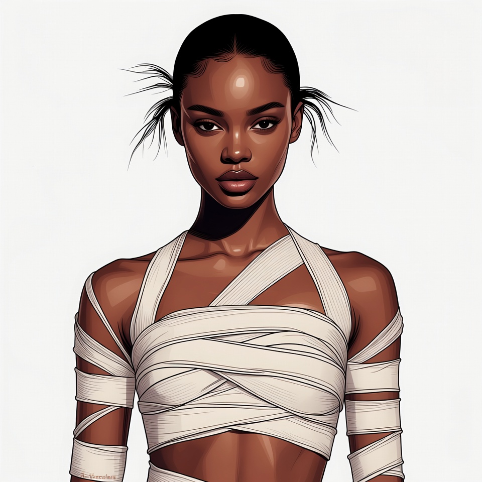 African-American woman in white bandages African-American woman in white bandages