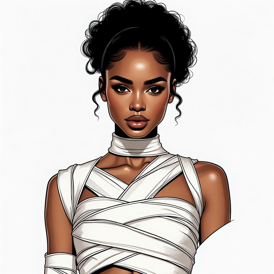 African-American woman in white bandages African-American woman in white bandages