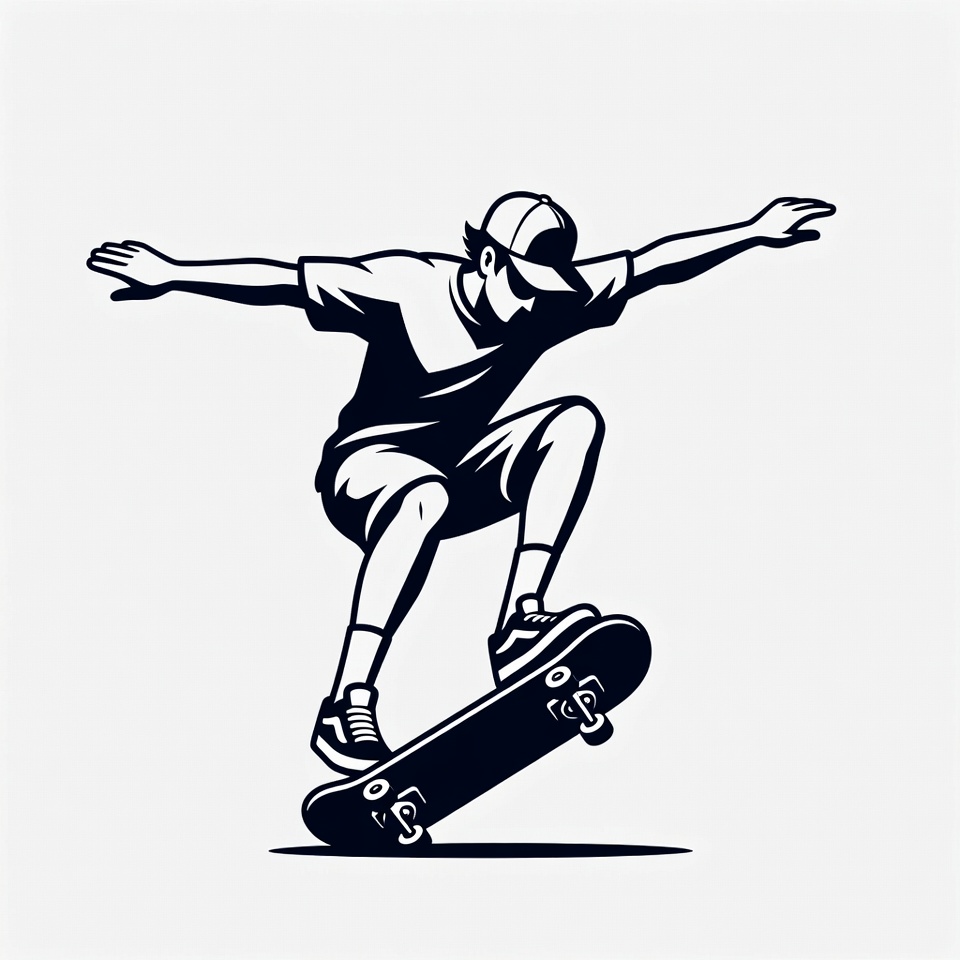 Boy skateboarding silhouette illustration Boy skateboarding silhouette illustration