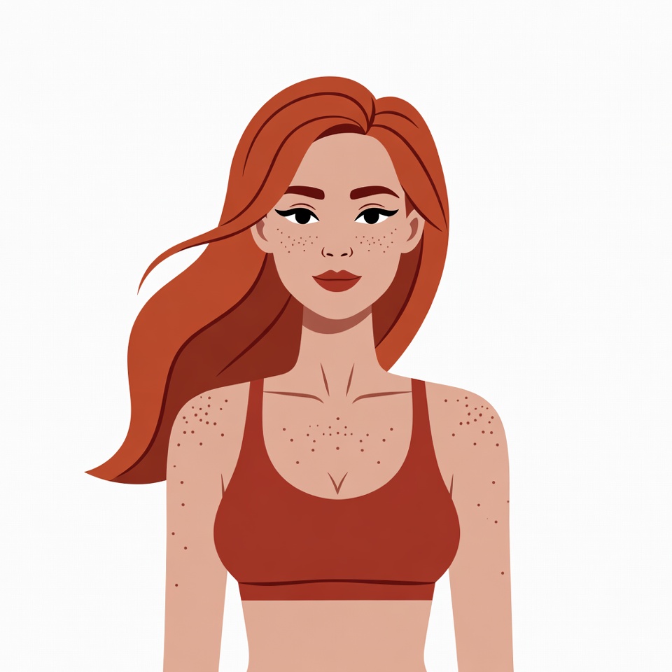 Redhead woman with freckles illustration Redhead woman with freckles illustration