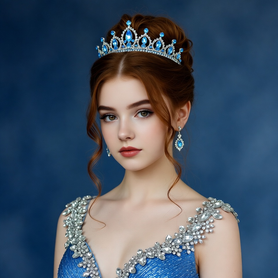Young woman in blue gown and tiara Young woman in blue gown and tiara