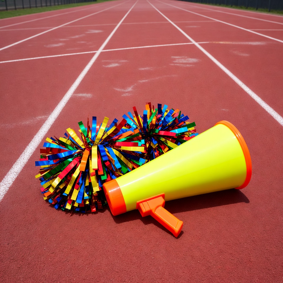 Pom Poms and Megaphone on Track Pom Poms and Megaphone on Track