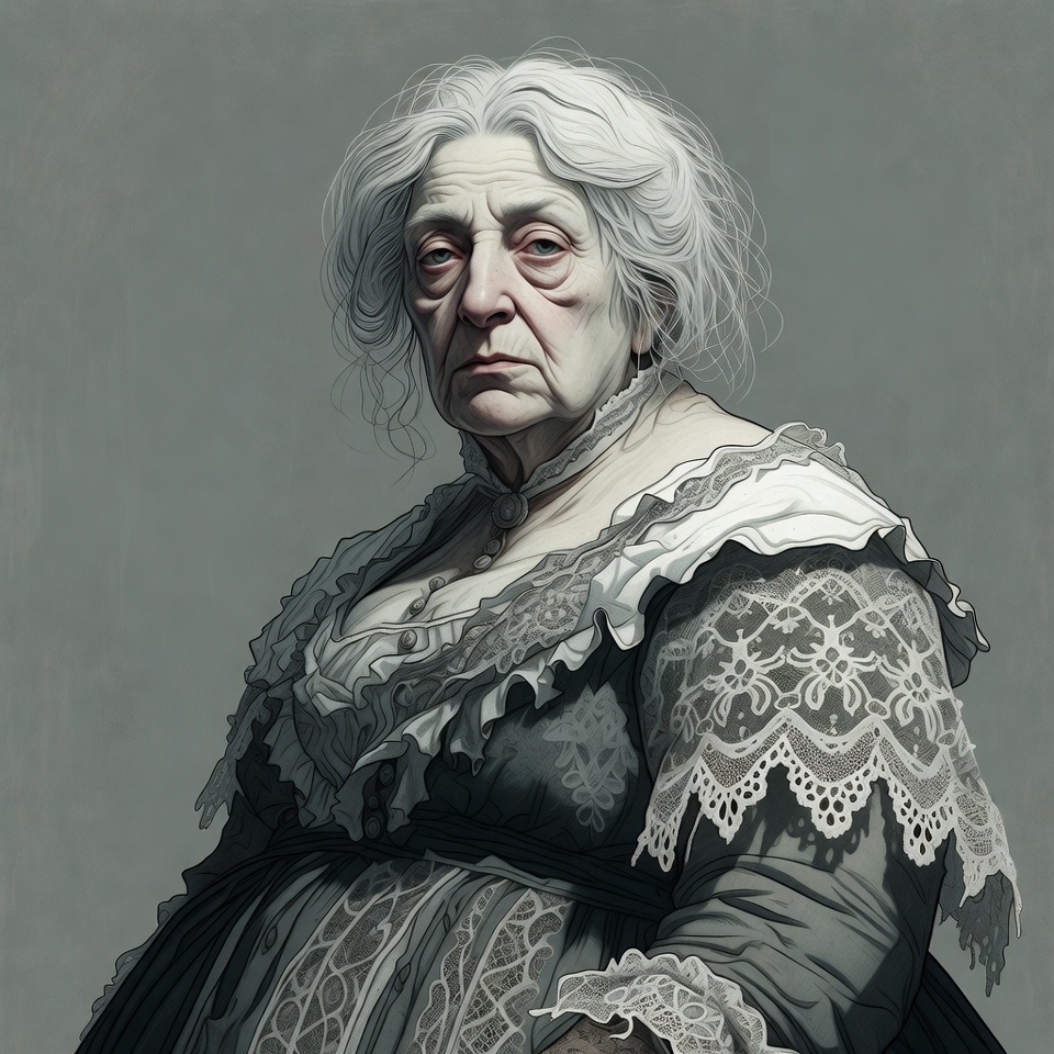 Elderly woman in Victorian dress Elderly woman in Victorian dress