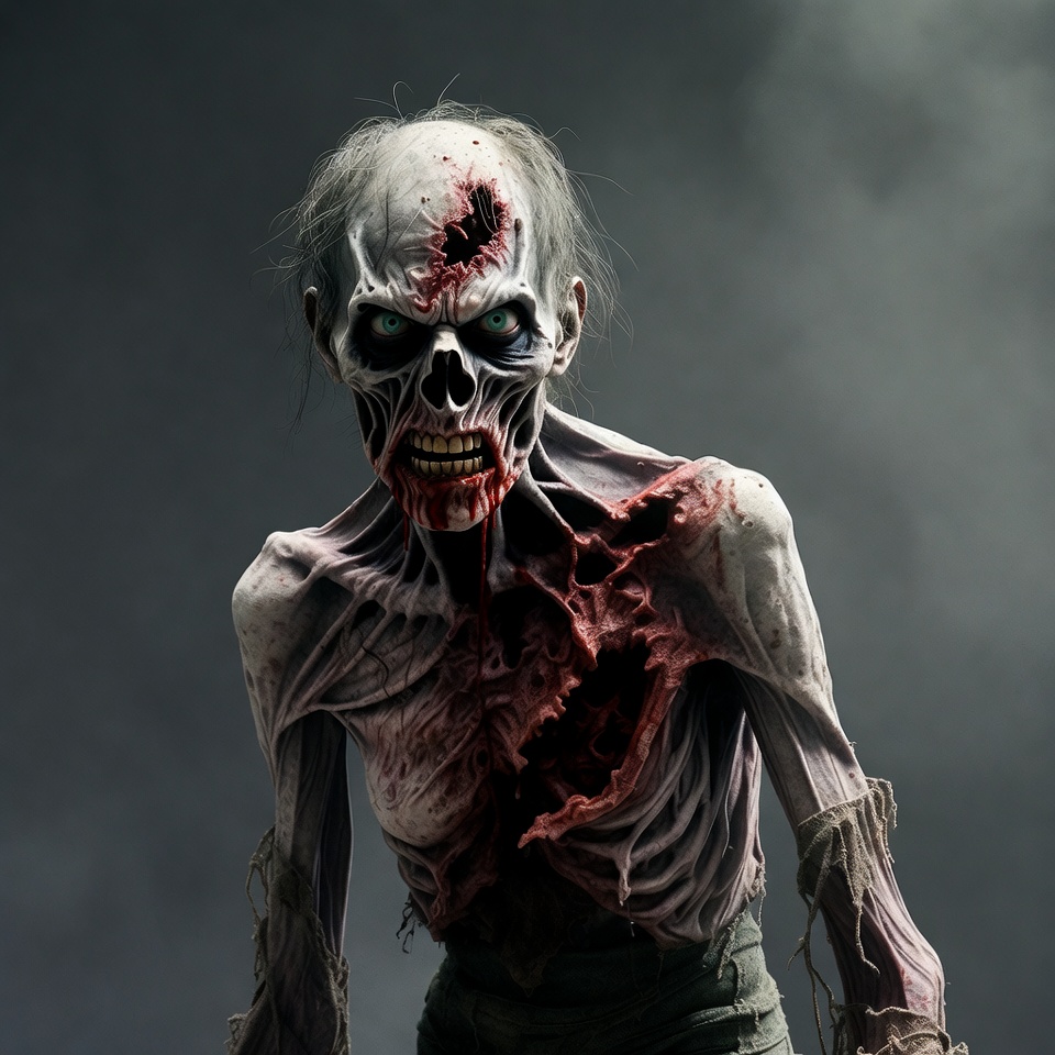 Gruesome zombie with bloody wounds Gruesome zombie with bloody wounds