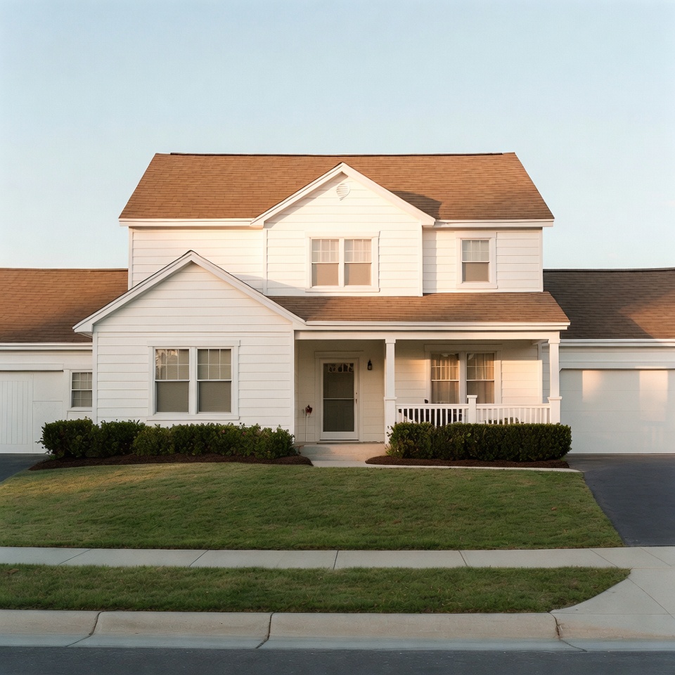 White Suburban House with Garage White Suburban House with Garage