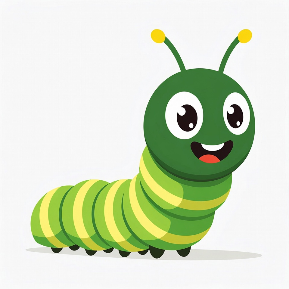 Cute cartoon green caterpillar Cute cartoon green caterpillar
