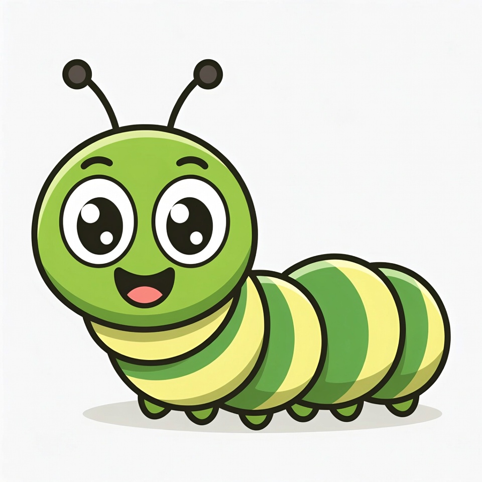 Cute green cartoon caterpillar smiling Cute green cartoon caterpillar smiling