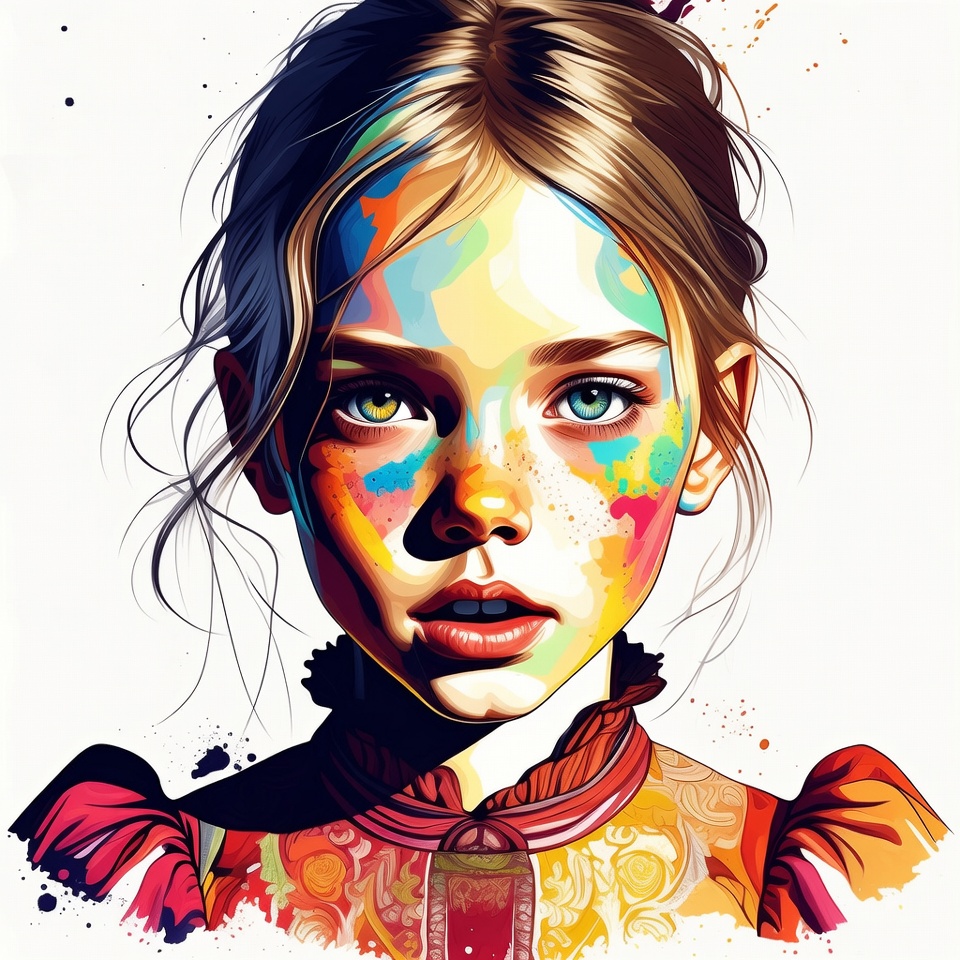 Colorful Portrait of Young Girl Colorful Portrait of Young Girl
