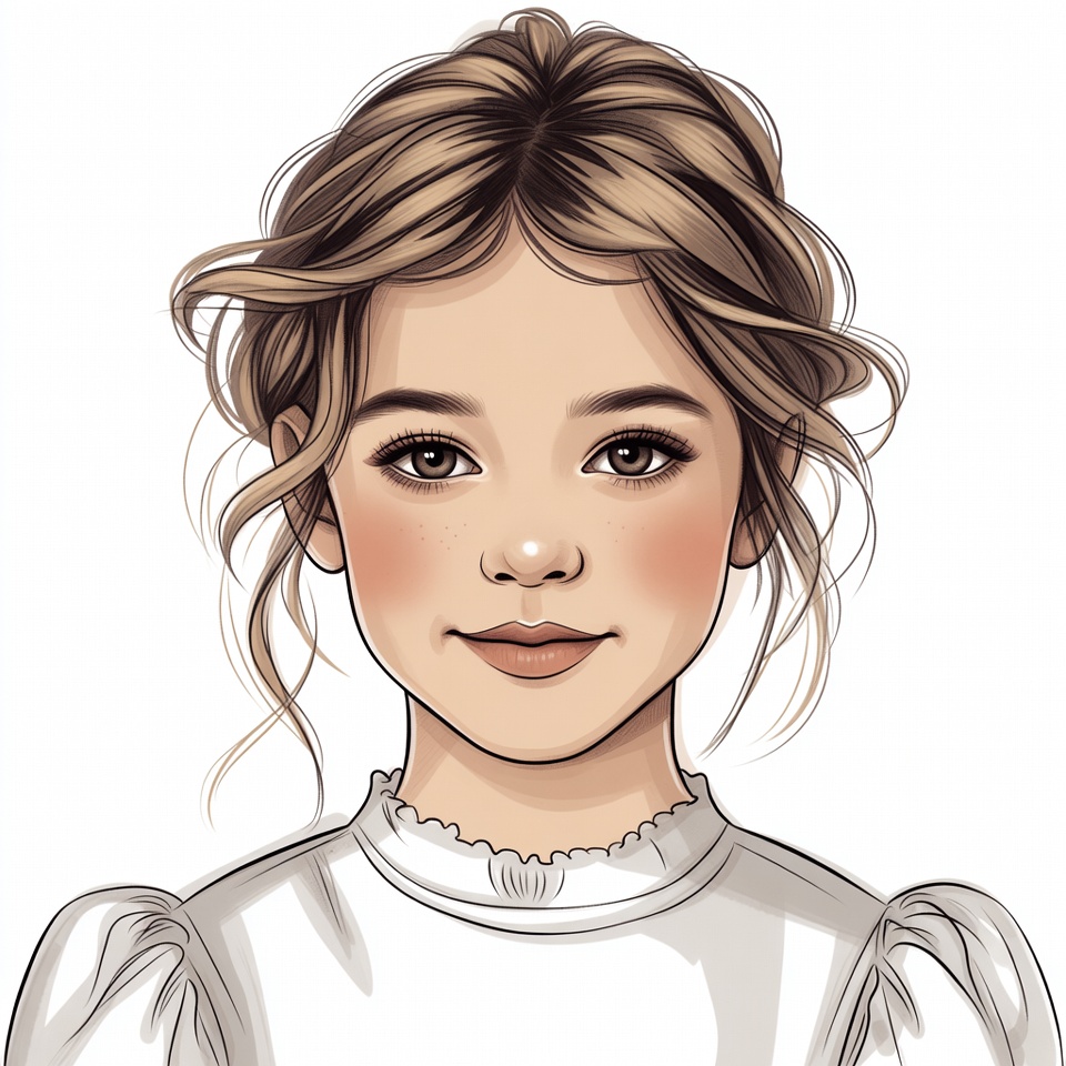 Girl with messy bun hairstyle Girl with messy bun hairstyle