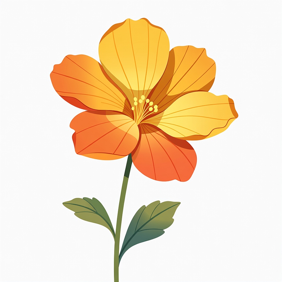 Orange flower with green stem Orange flower with green stem