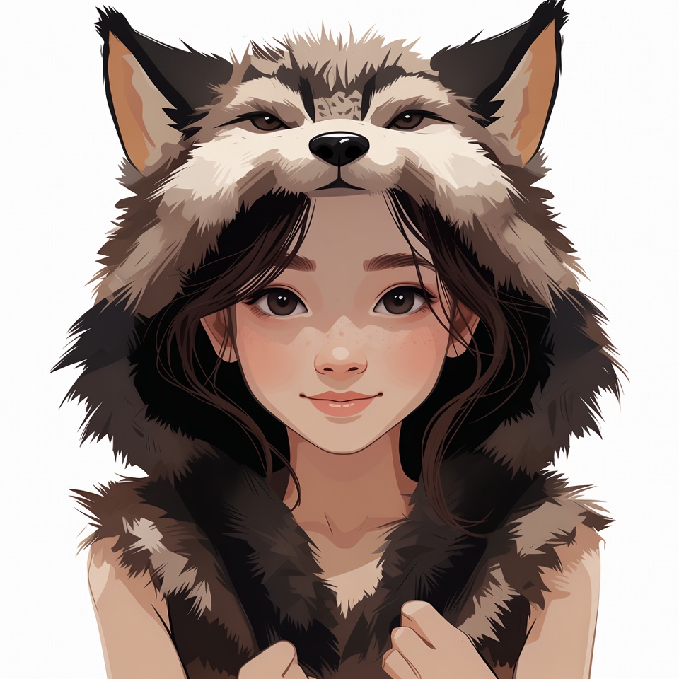 Asian girl in wolf hood Asian girl in wolf hood