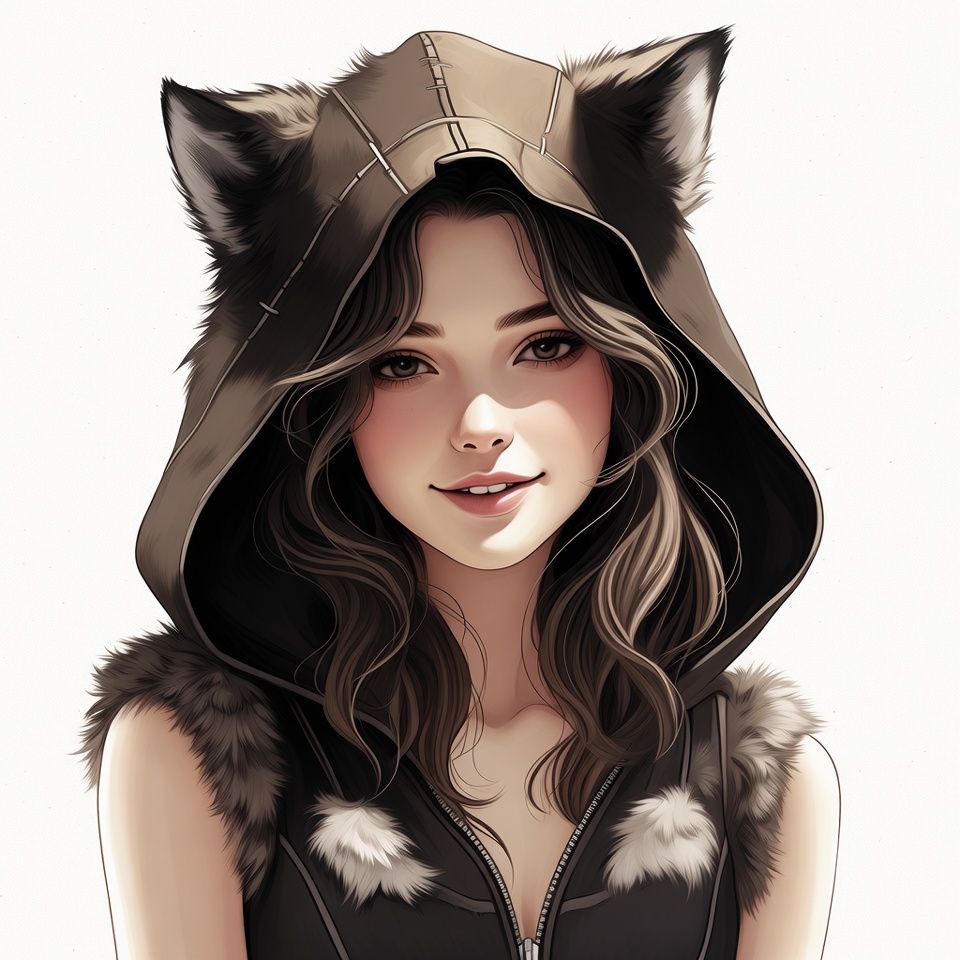 Girl in wolf hood illustration Girl in wolf hood illustration