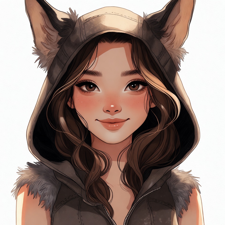 Asian girl in wolf hood Asian girl in wolf hood