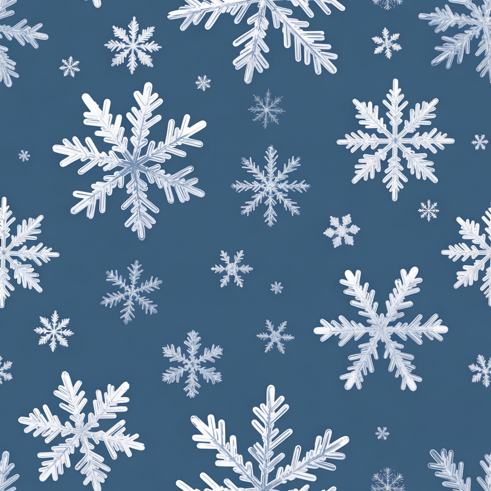 White Snowflakes on Navy Background White Snowflakes on Navy Background