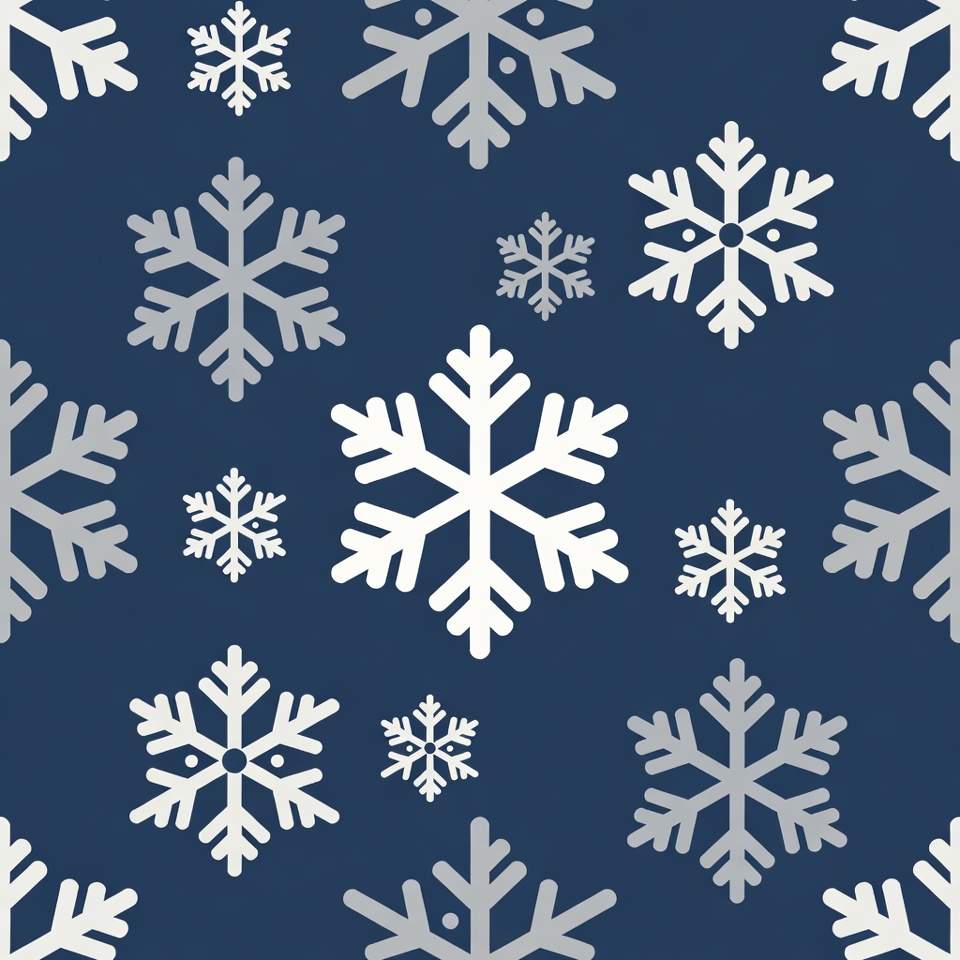 White Snowflakes on Navy Background White Snowflakes on Navy Background