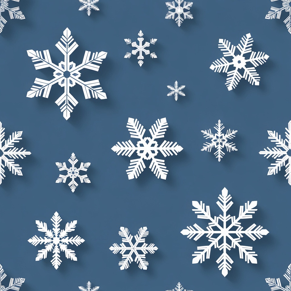 White Snowflakes on Blue Background White Snowflakes on Blue Background