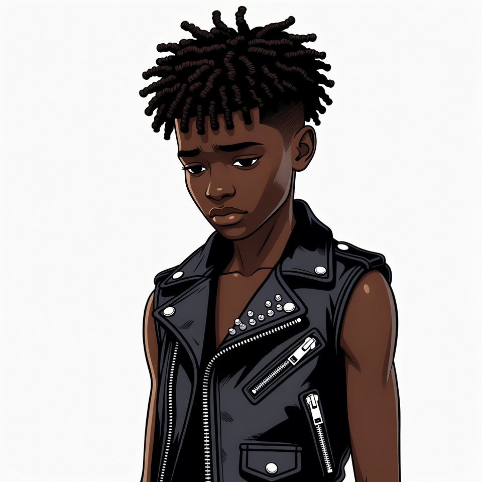 African-American boy in leather vest African-American boy in leather vest