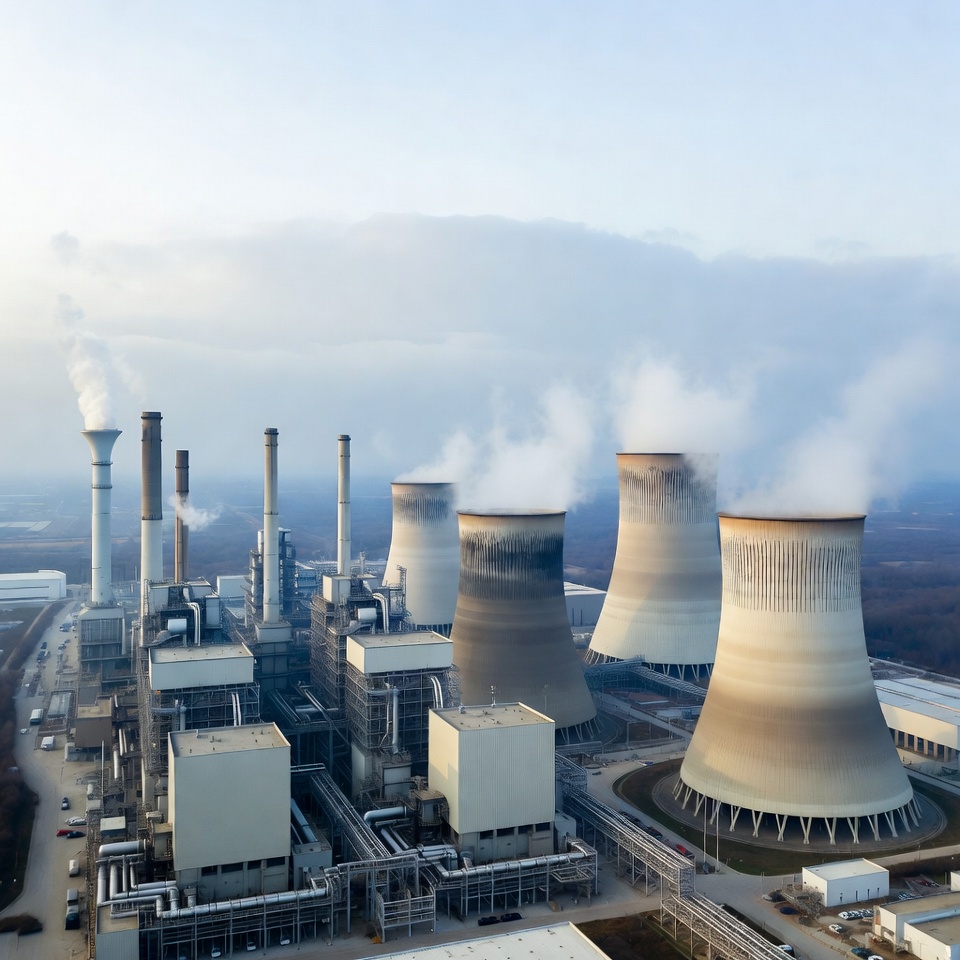 Industrial Power Plant with Smoking Chimneys Industrial Power Plant with Smoking Chimneys