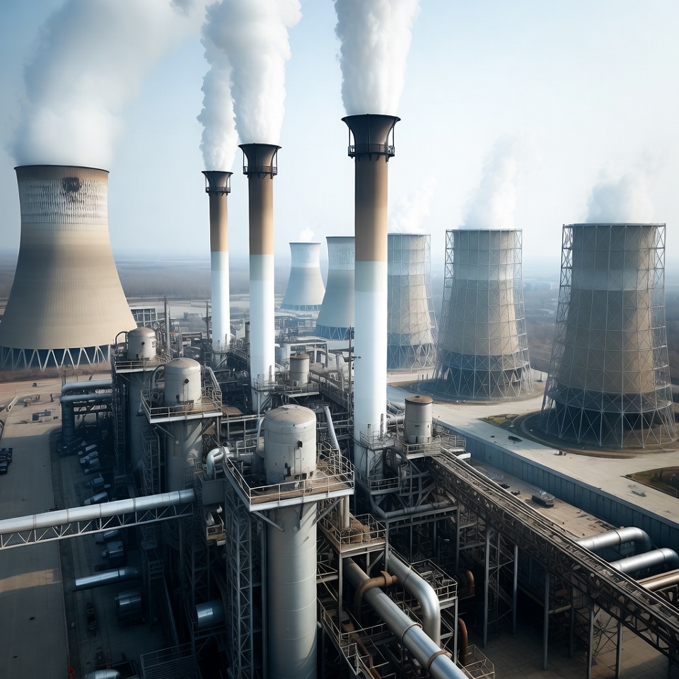 Industrial Power Plant Emitting Smoke Industrial Power Plant Emitting Smoke