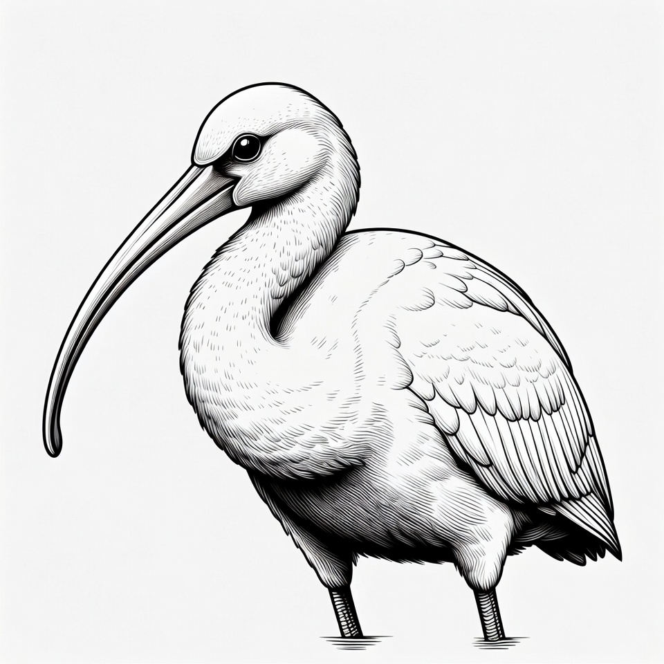 White Ibis Bird Illustration White Ibis Bird Illustration