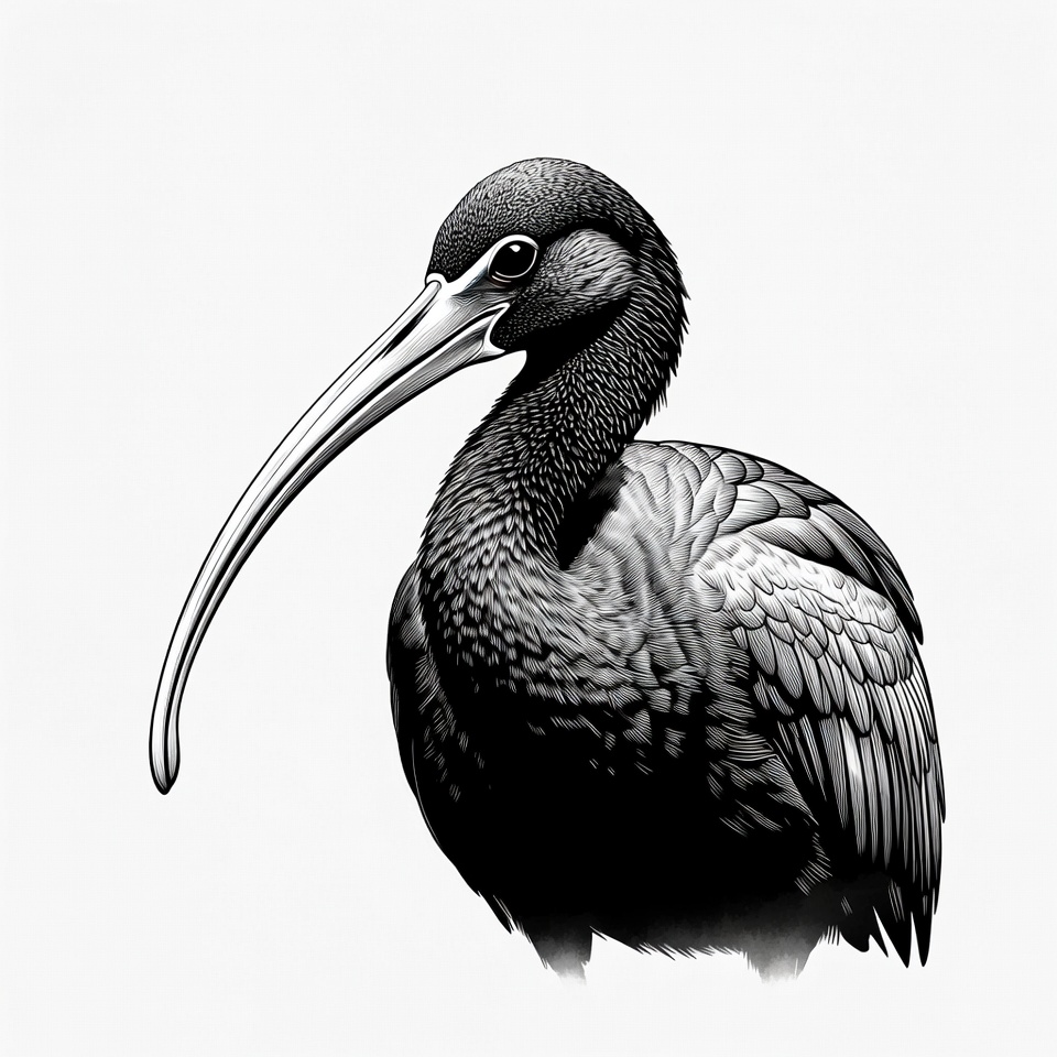 Black Glossy Ibis Illustration Black Glossy Ibis Illustration