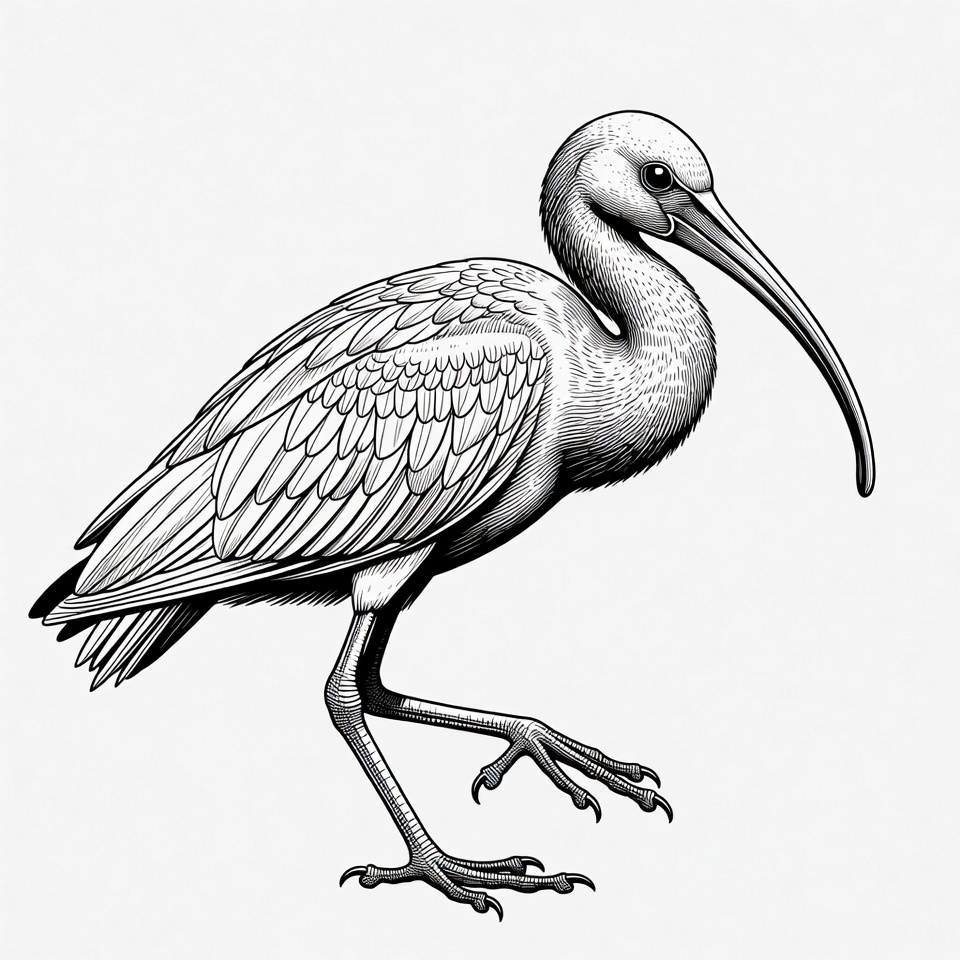Ibis bird line art illustration Ibis bird line art illustration