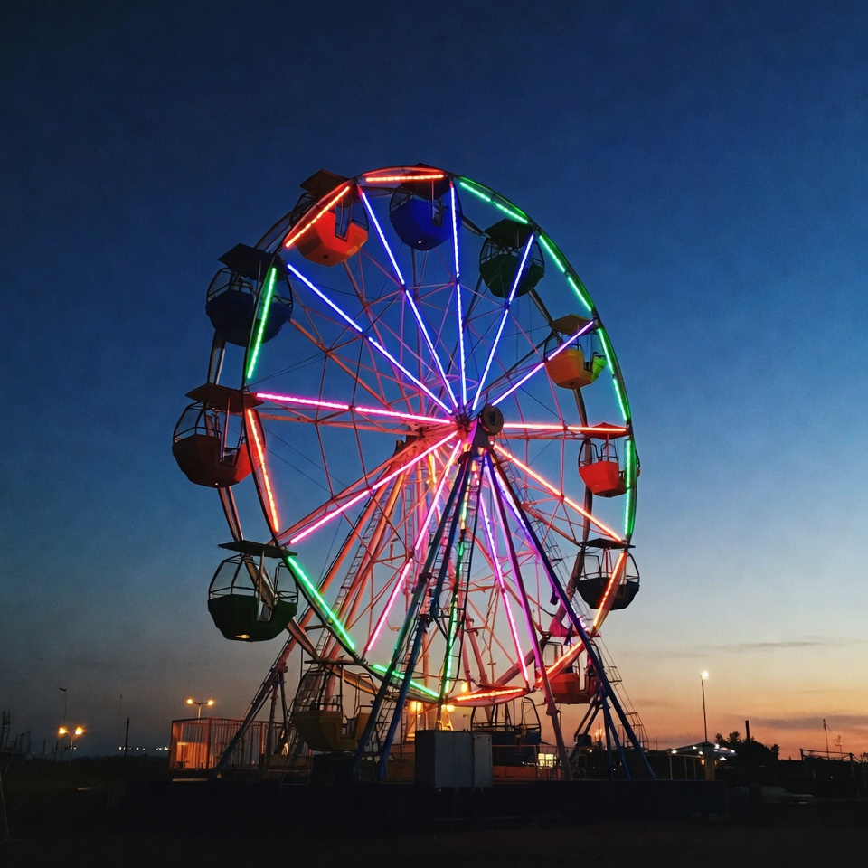Colorful Ferris Wheel at Night Colorful Ferris Wheel at Night