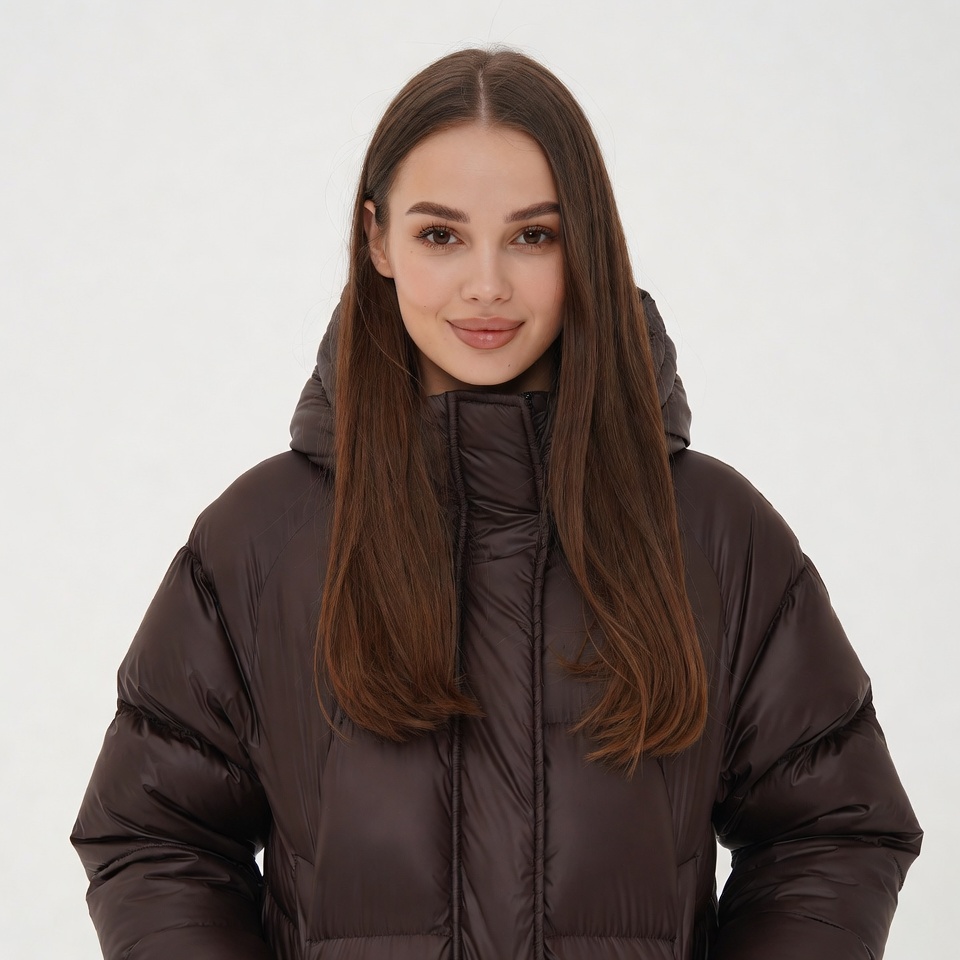 Woman in brown puffer jacket Woman in brown puffer jacket