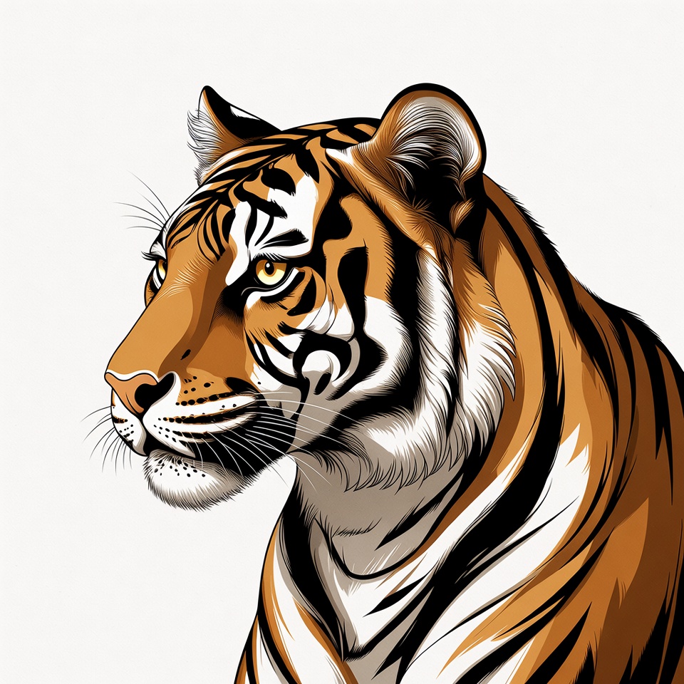 Tiger head profile illustration Tiger head profile illustration