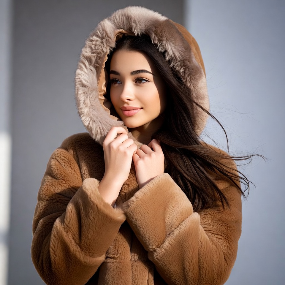 Girl in fur hooded jacket Girl in fur hooded jacket