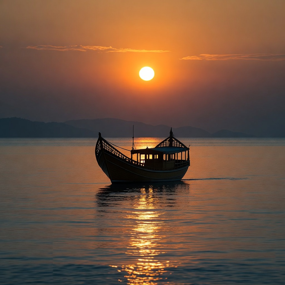 Traditional boat at sunset Traditional boat at sunset