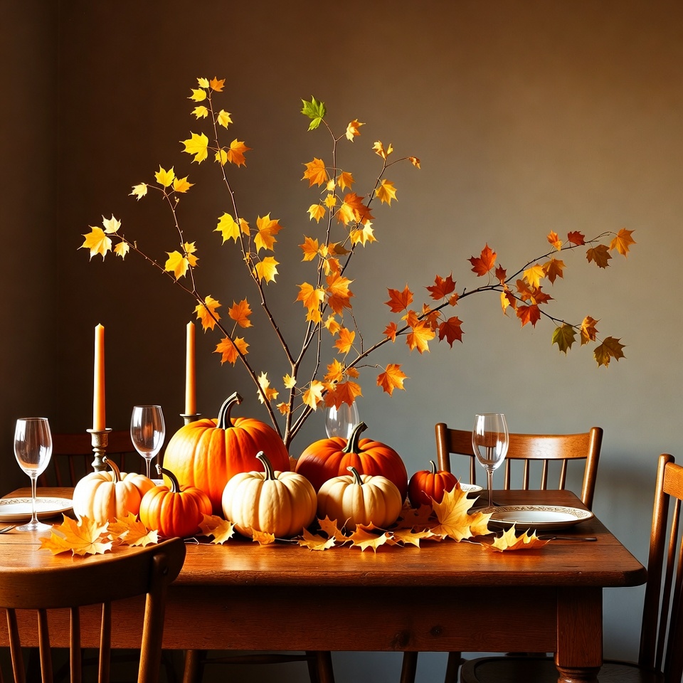 Autumn Thanksgiving Pumpkin Table Centerpiece Autumn Thanksgiving Pumpkin Table Centerpiece