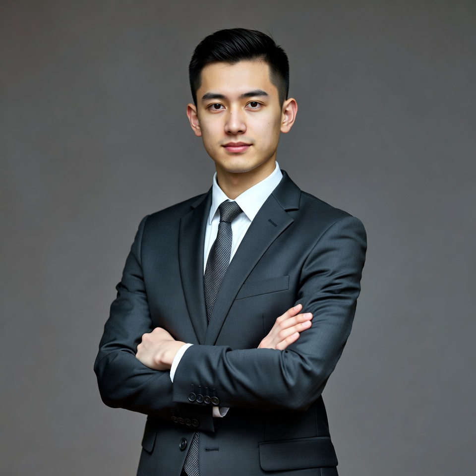 Asian man in suit with arms crossed Asian man in suit with arms crossed