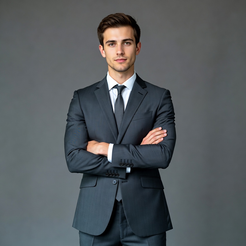Young man in suit arms crossed Young man in suit arms crossed