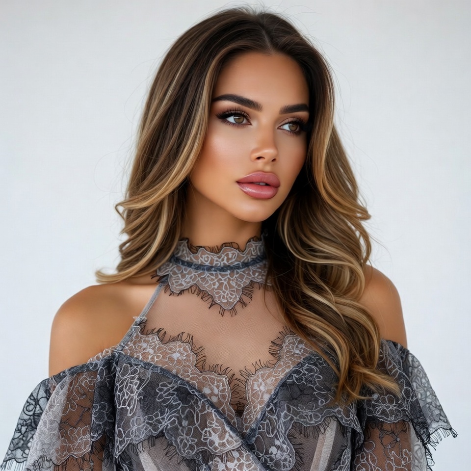 Woman in lace off-shoulder top Woman in lace off-shoulder top