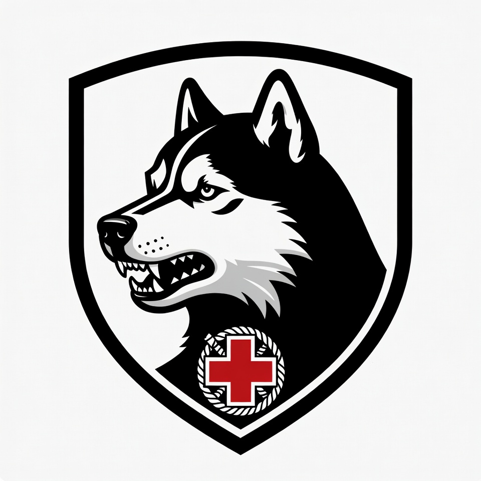 Siberian Husky with Red Cross Shield Siberian Husky with Red Cross Shield