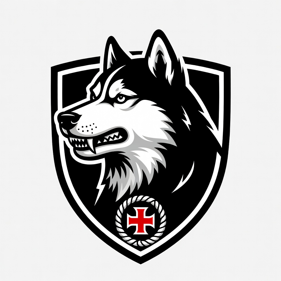 Husky Head in Shield with Red Cross Husky Head in Shield with Red Cross