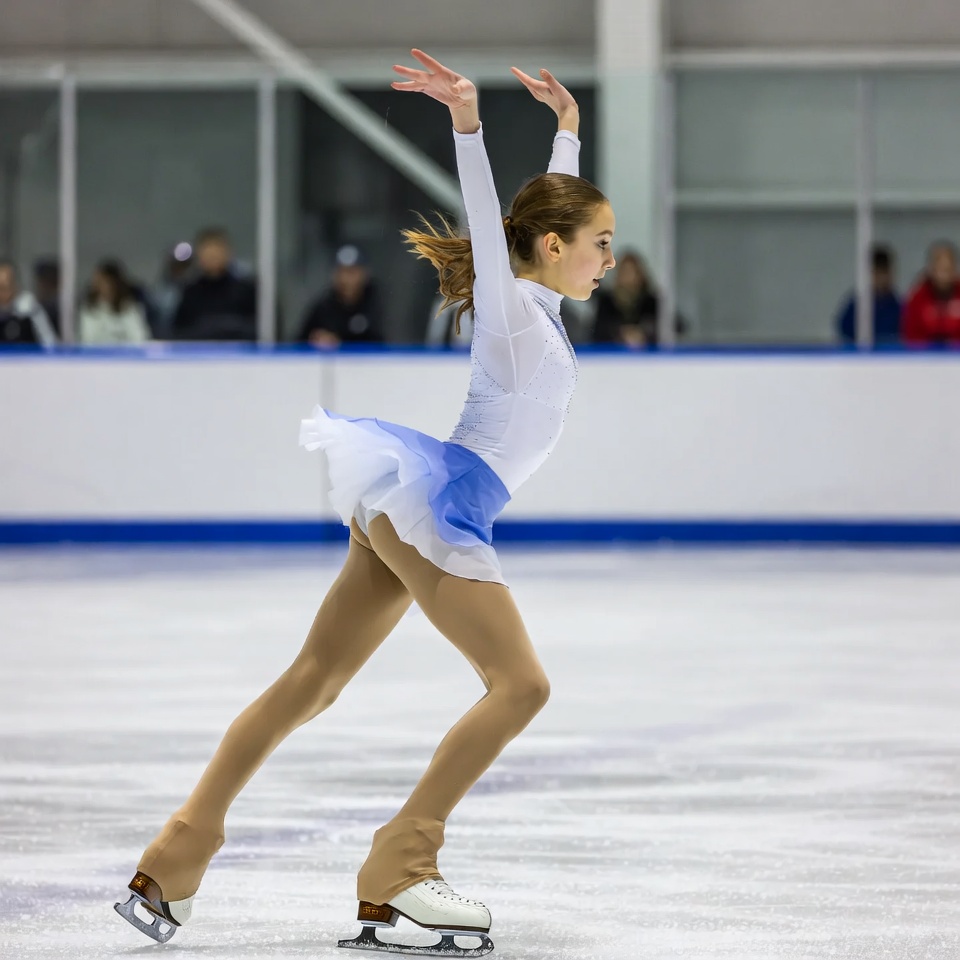 Girl figure skating on ice rink Girl figure skating on ice rink