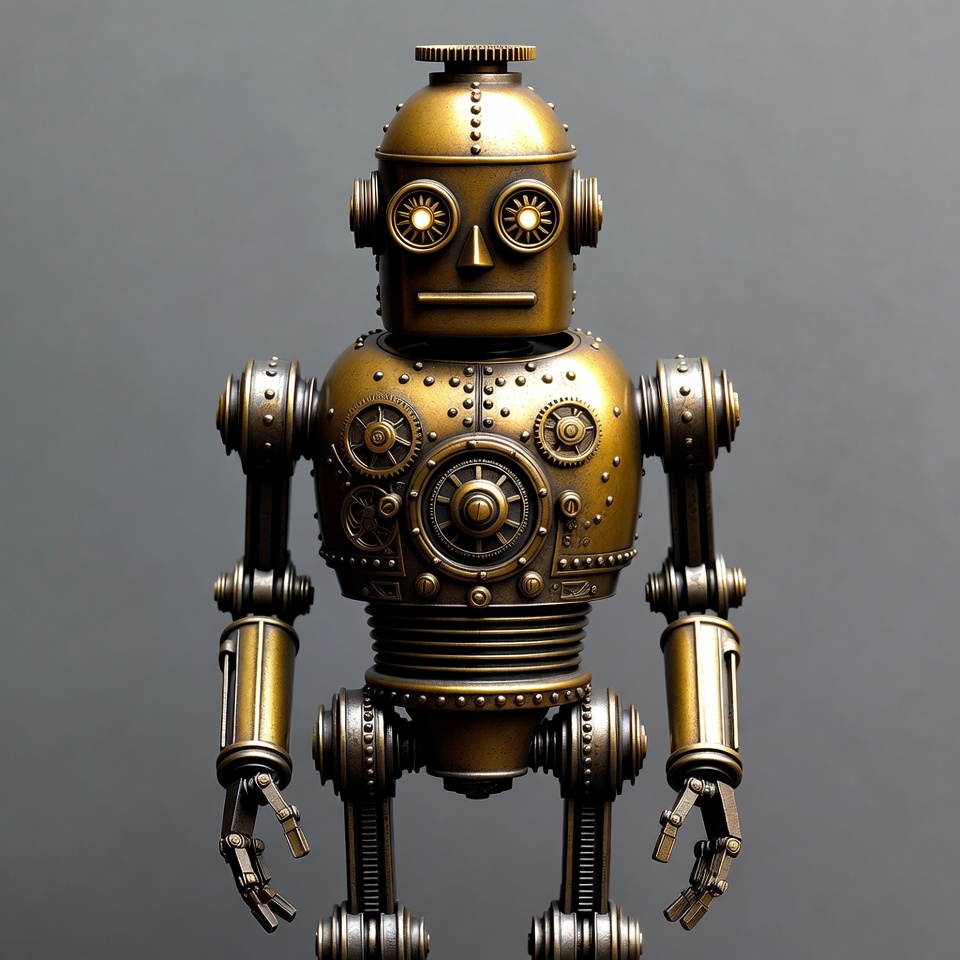 Steampunk Golden Robot Standing Steampunk Golden Robot Standing